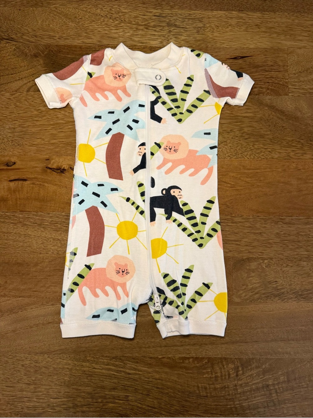 Hanna Andersson 6-12 Months Jungle Animal Short Sleeve Romper